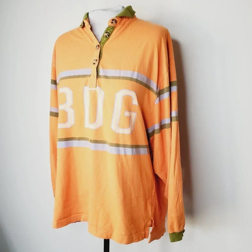 Urban Outfitters BDG Polo Shirt Oversized Vintage Style University Orange S - Picture 2 of 11